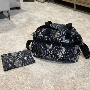 Brighton snakeskin print duffle and pouch